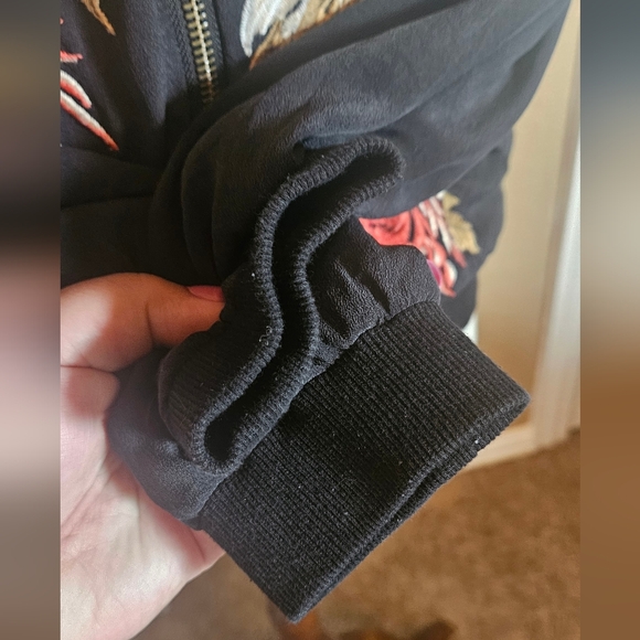 Johnny Was LA Vintage Silk Embroidered Bird Jacket Black Size Small - Picture 7 of 11